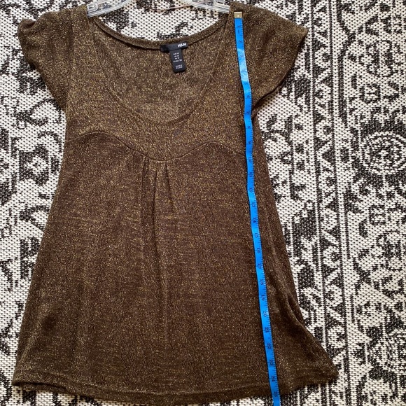 Vintage bronze flutter sleeve H&M sparkle tunic top. XS - Picture 8 of 9